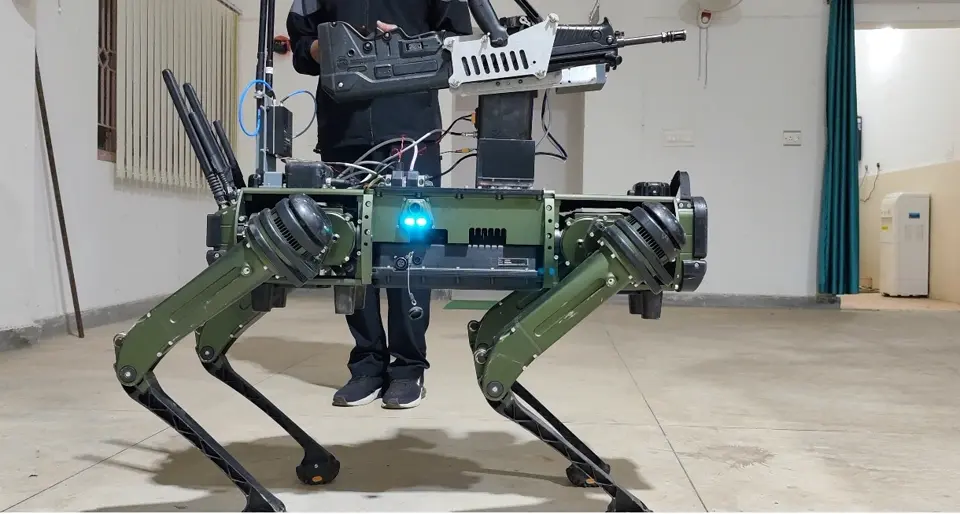 Weapon mount on a robotic mule
